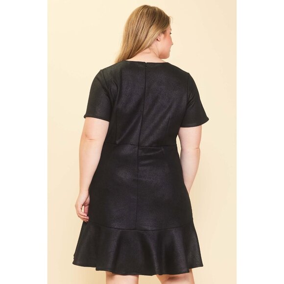 Skies are Blue Dress Sadie Faux Suede Black Ruffle Short Sleeve - Picture 4 of 13